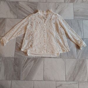 Soft Surroundings Crochet Lace Top 2X Off White Cream